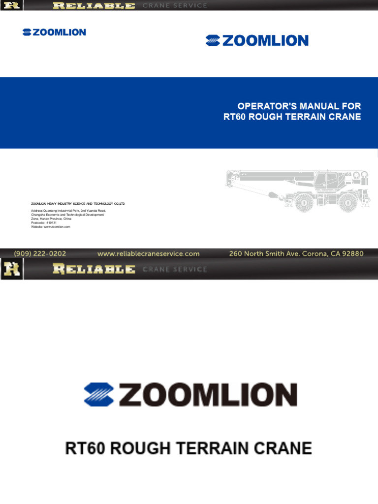 RT60 Operation Manual 21031217 | PDF | Crane (Machine) | Safety