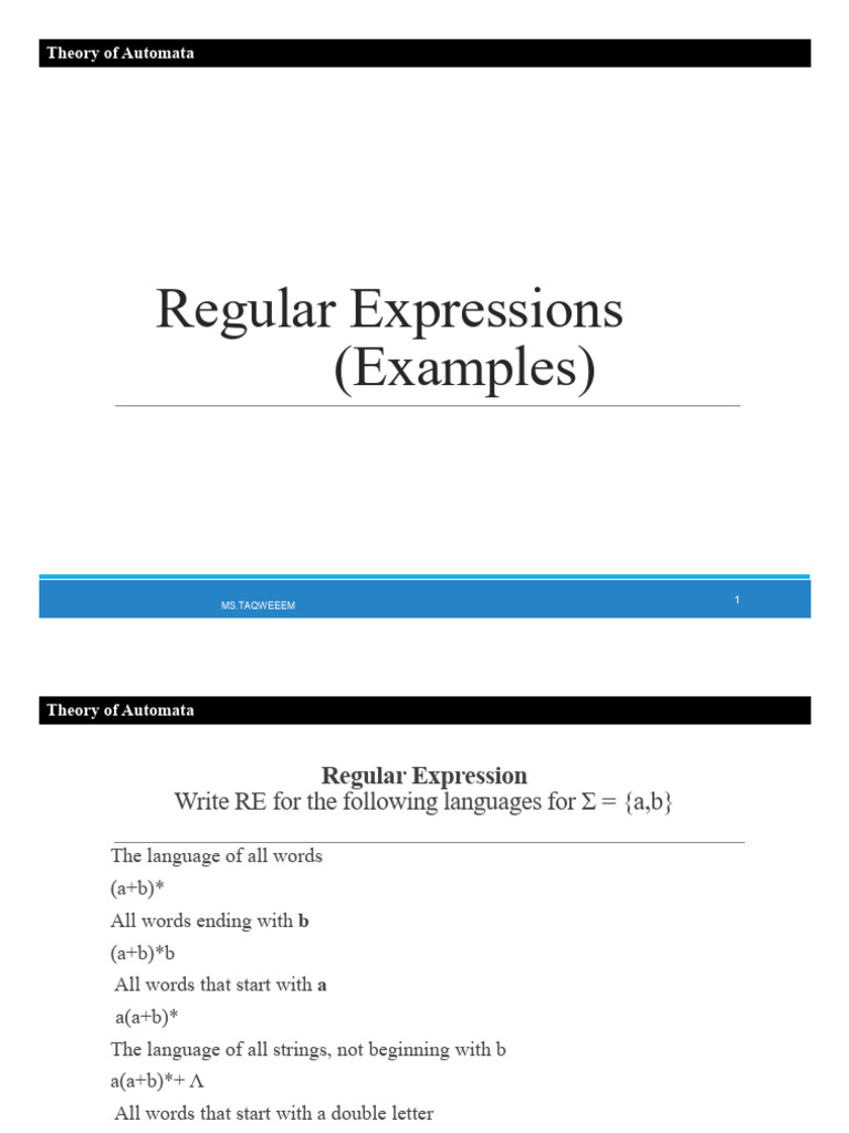2 Regular Expressions (Examples) - 112749 | PDF | String (Computer ...