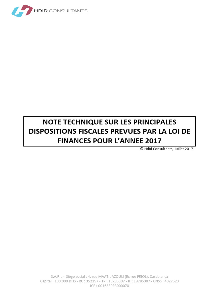 Dispositions fiscales de la Loi 2017 | PDF | Dépréciation | Impôt sur ...