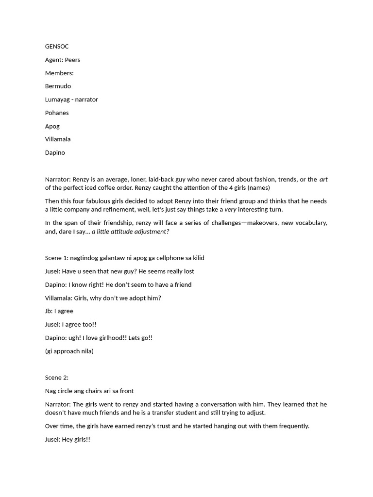 GENSOC Rolelpay Script | PDF | Gender | Gender Studies