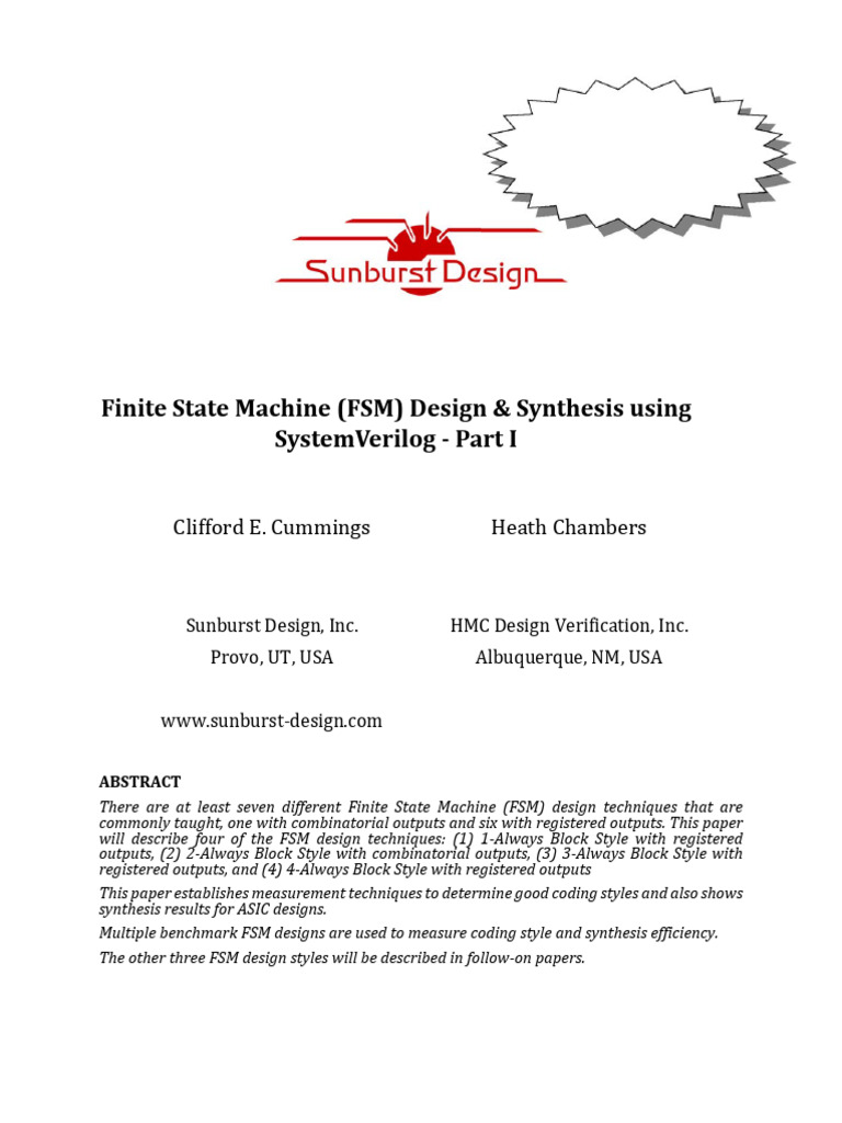 FSM Design & Synthesis in SystemVerilog | PDF | Field Programmable Gate ...