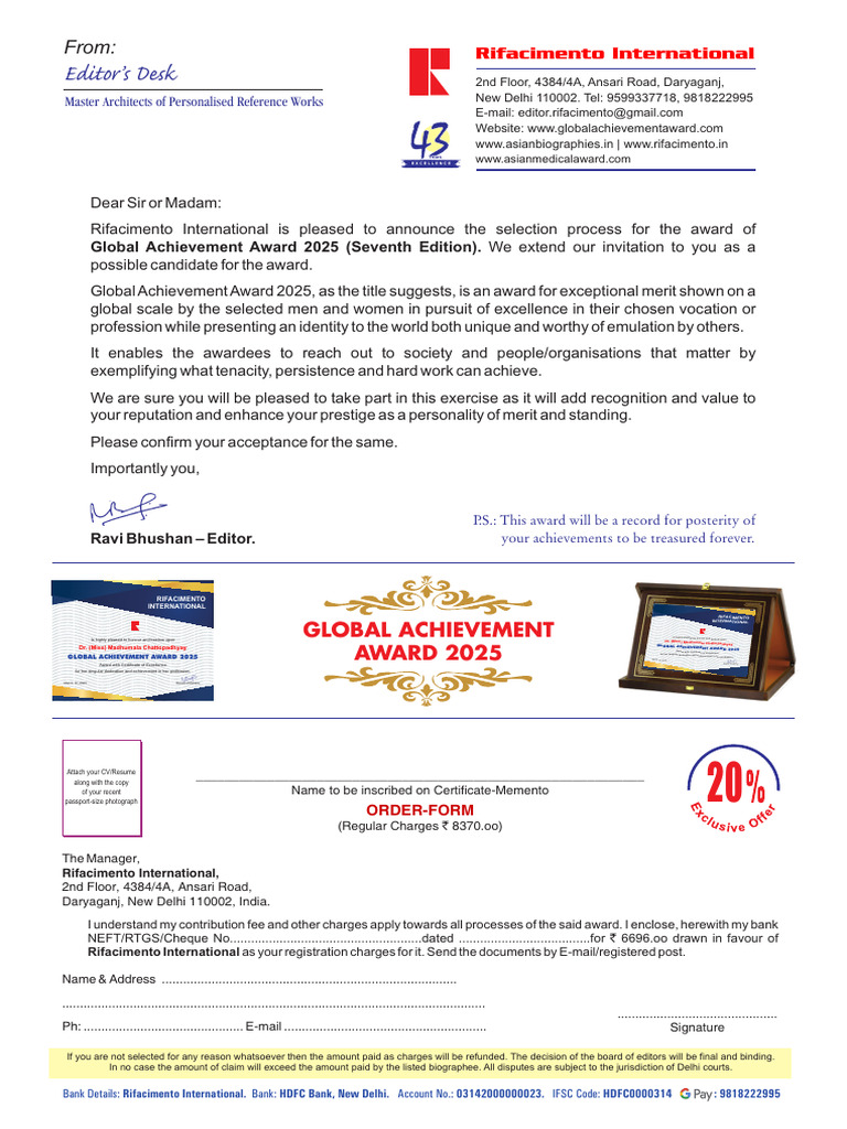Global Achievement Award 2025 Announcement Pdf