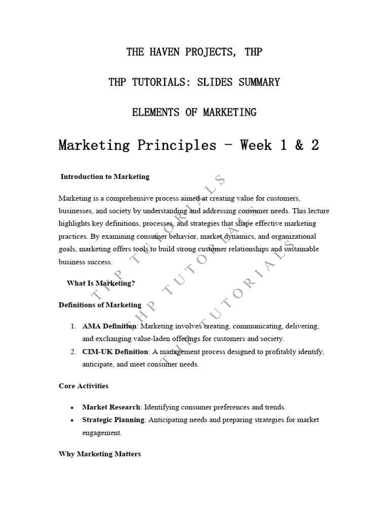 Marketing Principles Overview and Insights | PDF | Cost Of Living ...