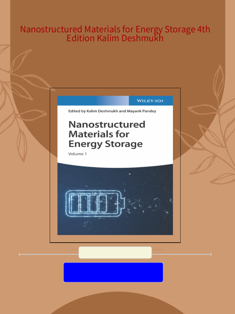 Nanostructured Materials For Energy Storage 4th Edition Kalim Deshmukh ...