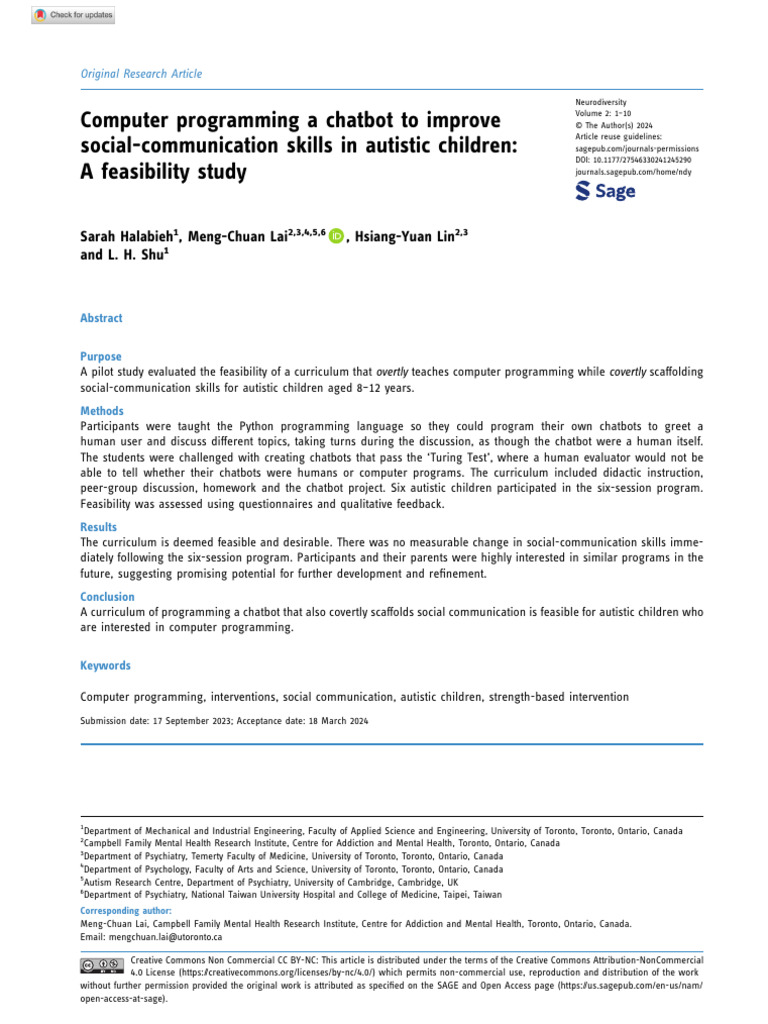 Halabieh Et Al 2024 Computer Programming A Chatbot To Improve Social ...