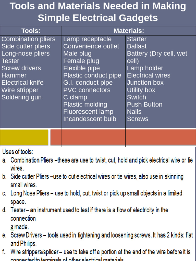 Tools for Simple Electrical Gadgets | PDF