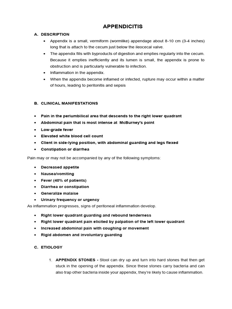 Understanding Appendicitis Symptoms & Treatment | PDF | Medical ...