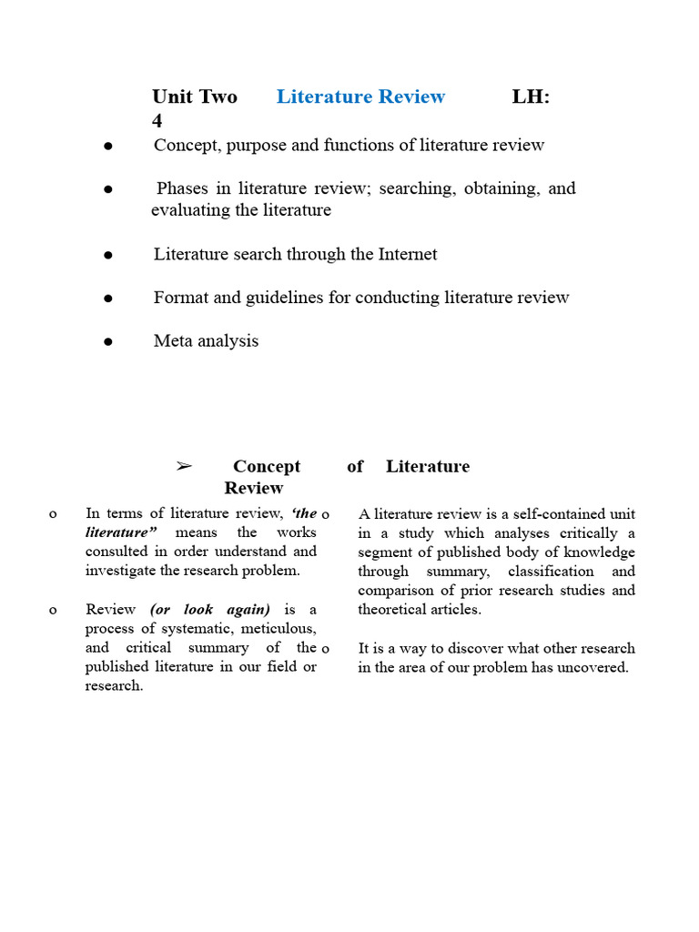 Literature Review: Purpose & Phases | PDF | Meta Analysis | Statistics