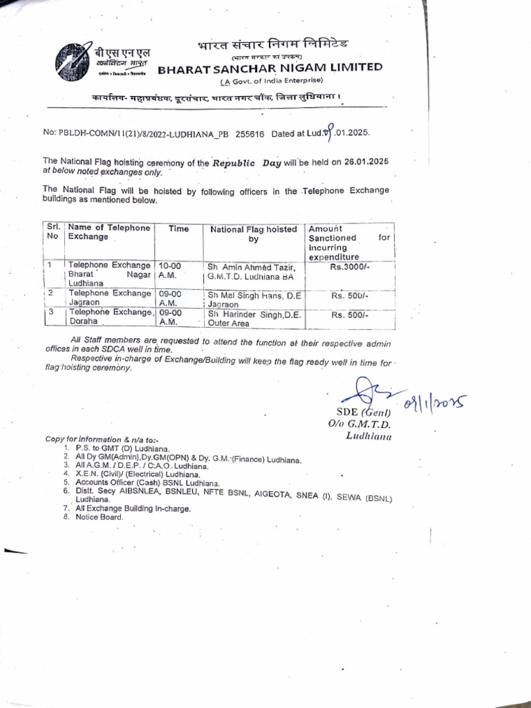 Republic Day Flag Hoisting Ceremony 2025 | PDF