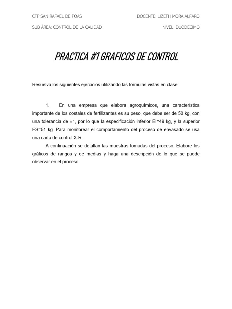 Gráficos de Control en Calidad Industrial | PDF