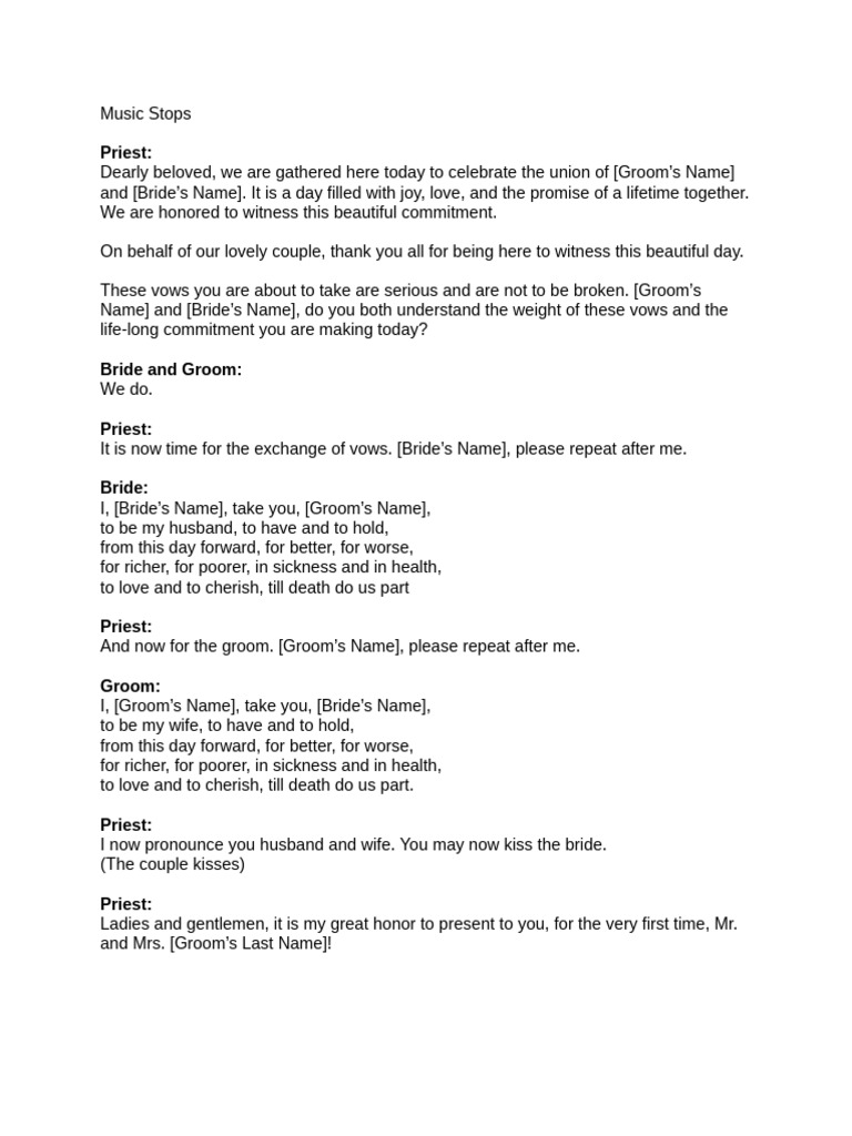 Wedding Ceremony Script Template | PDF