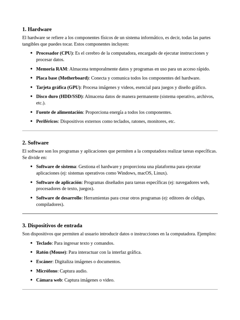 Componentes Esenciales de Informática | PDF | Hardware de la ...
