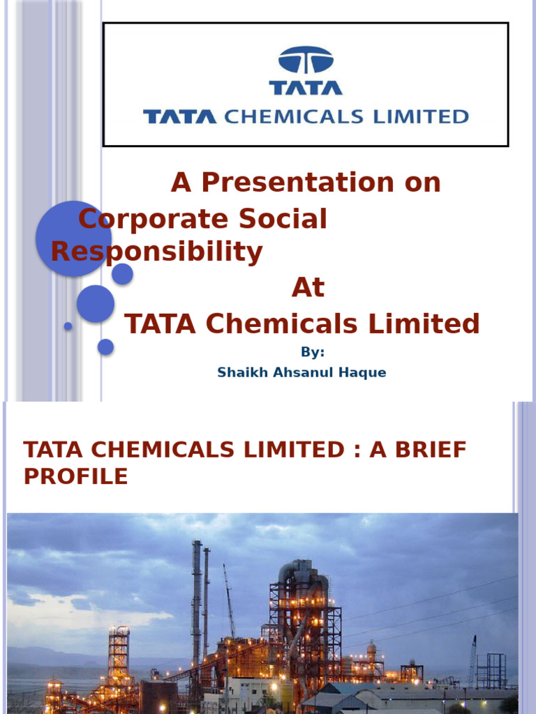 Tata Chemicals Csr Initiatives Overview Pdf Corporate Social