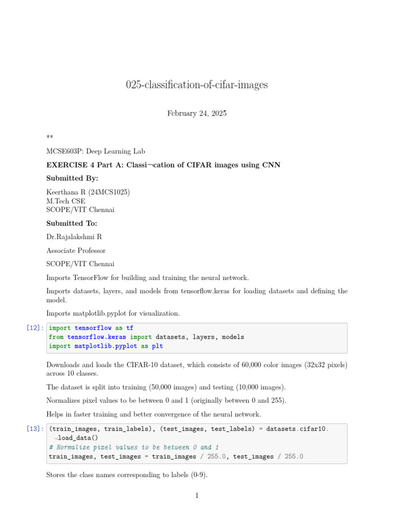 025 Classification of Cifar Images | PDF