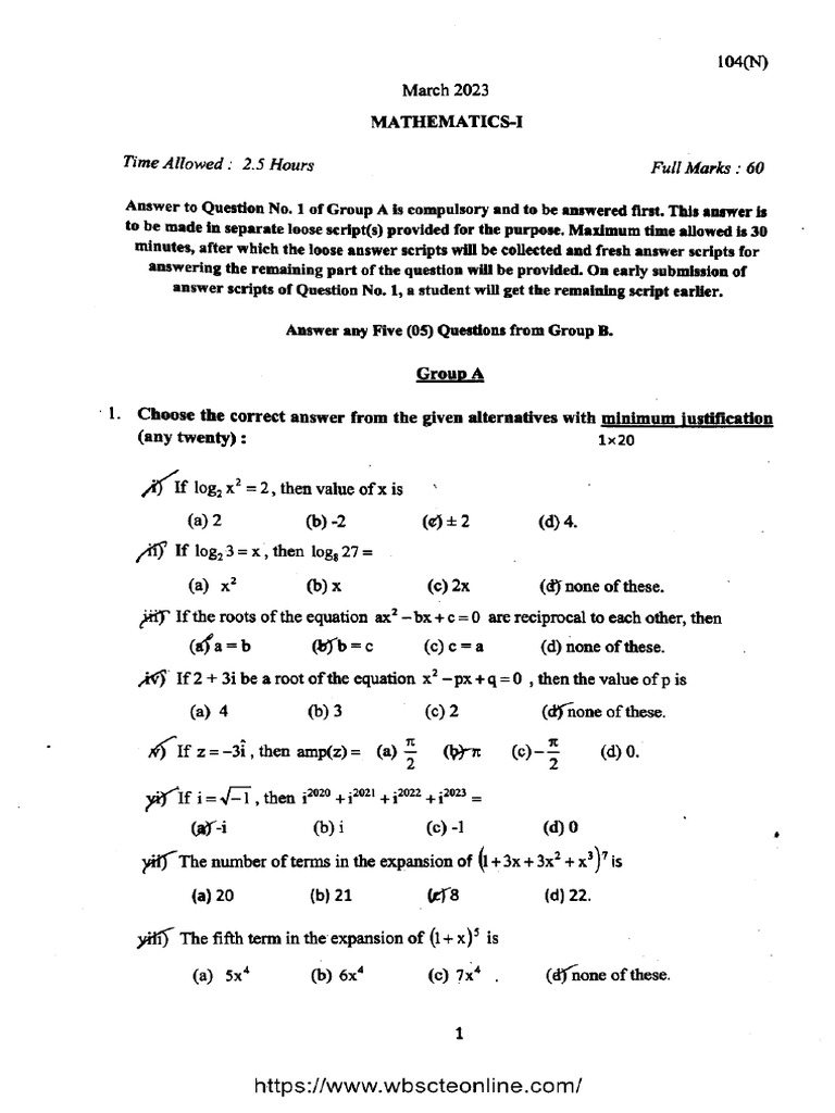 Diploma 1 Sem Math 2023 | PDF