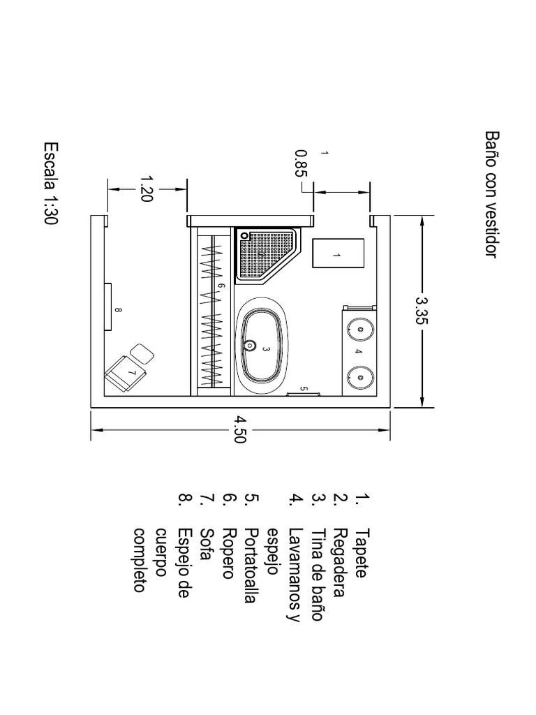 Plano de baño con vestidor | PDF
