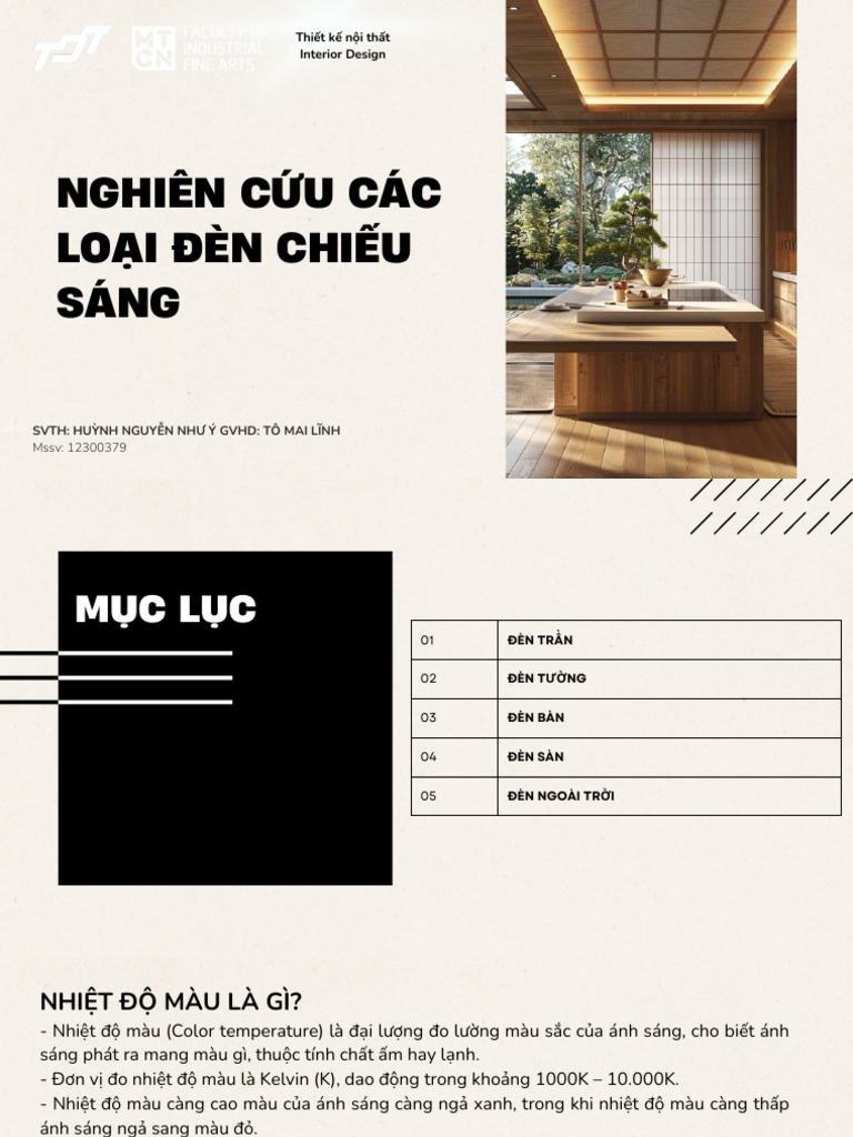 Nghiên Cứu Các Loại Đèn Chiếu Sáng: Thiết kế nội thất Interior Design | PDF