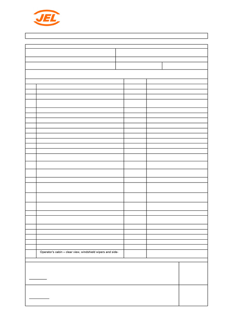 JEL HSE Form 002 Pre Mob, Monthly Crane Inspection Check List | PDF ...