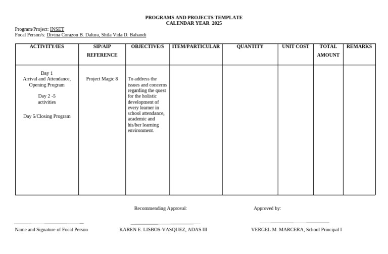School Program Template 2025 | PDF