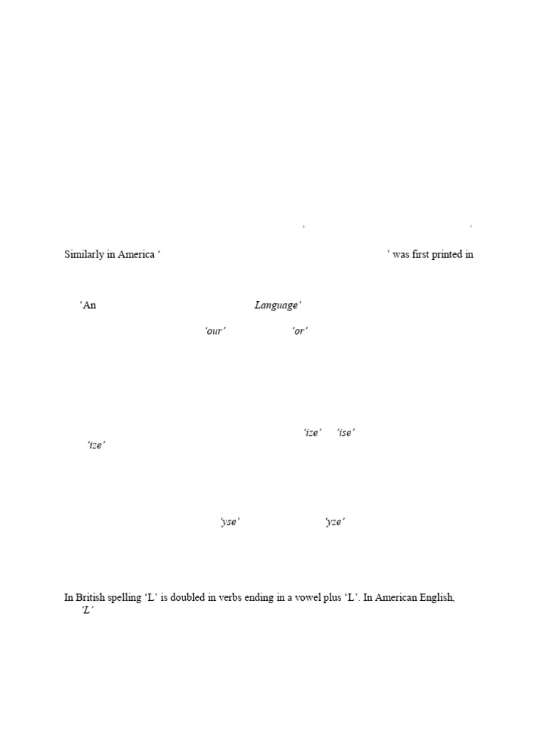 British vs American Spelling Differences | PDF | English Language ...