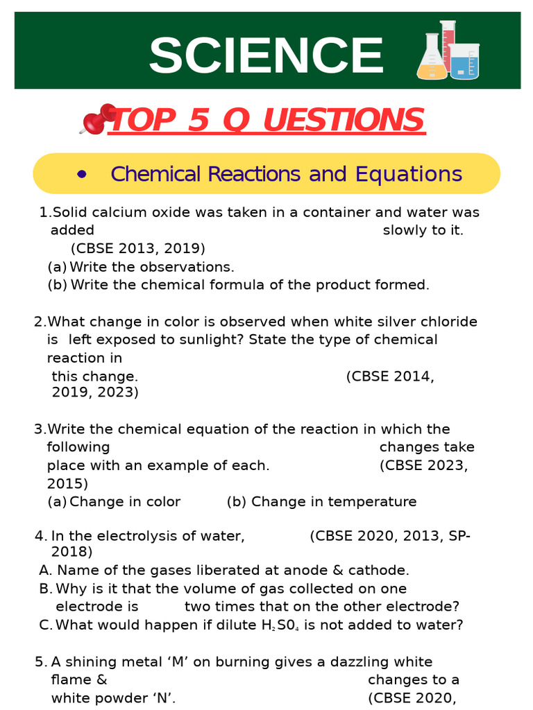 Science Important Questions | PDF | Dominance (Genetics) | Magnesium