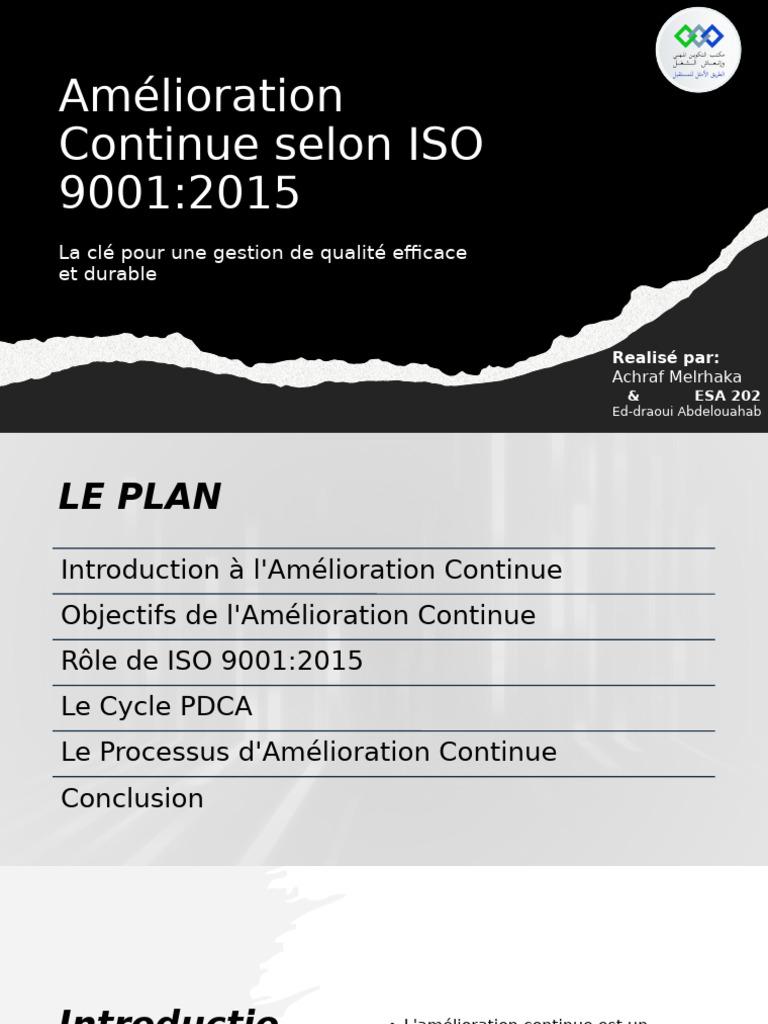 Amélioration Continue selon ISO 9001:2015 | PDF | Management de la ...