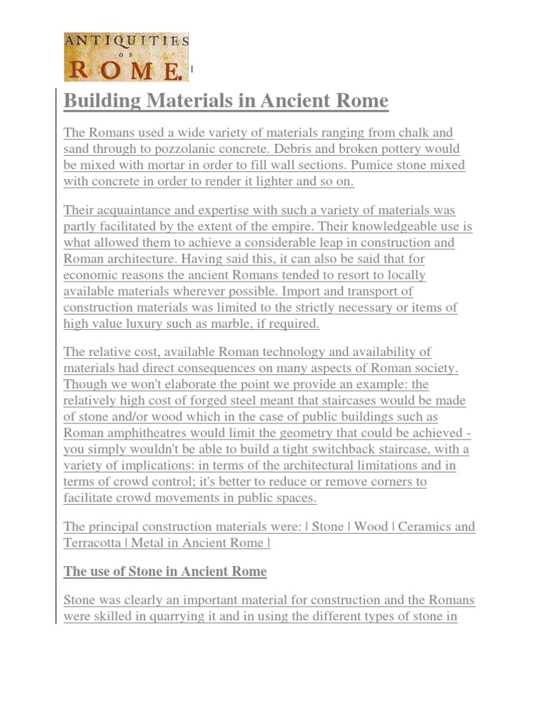 Ancient Roman Building Materials | PDF | Brick | Building Materials