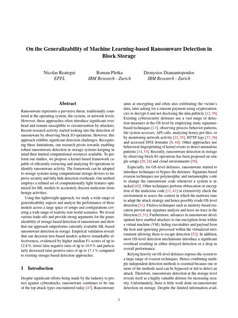 Machine Learning for Ransomware Detection | PDF | File System | Ransomware