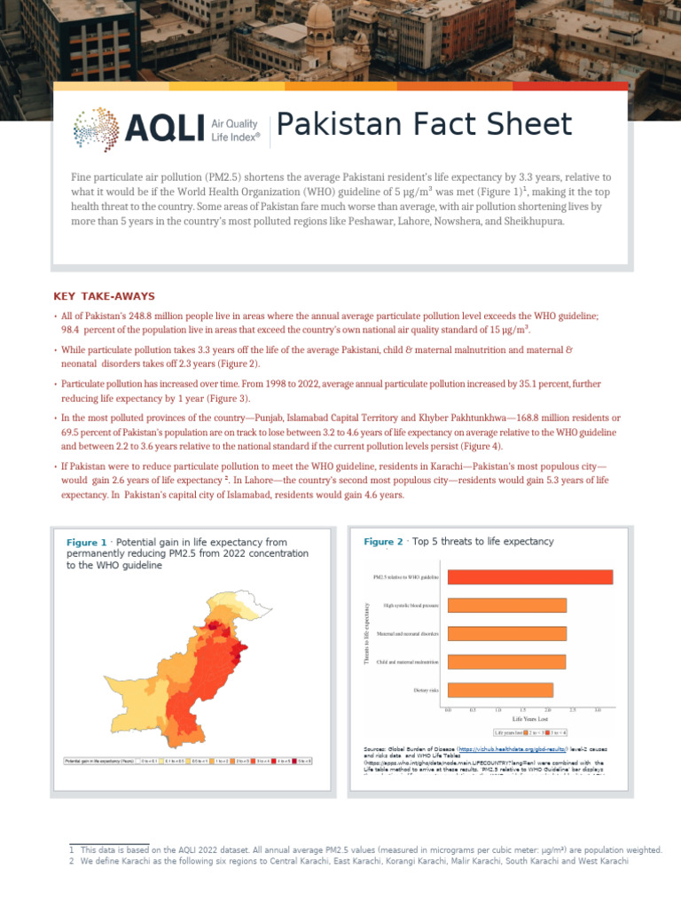 Pakistan's Air Pollution Impact on Life Expectancy | PDF | Particulates ...