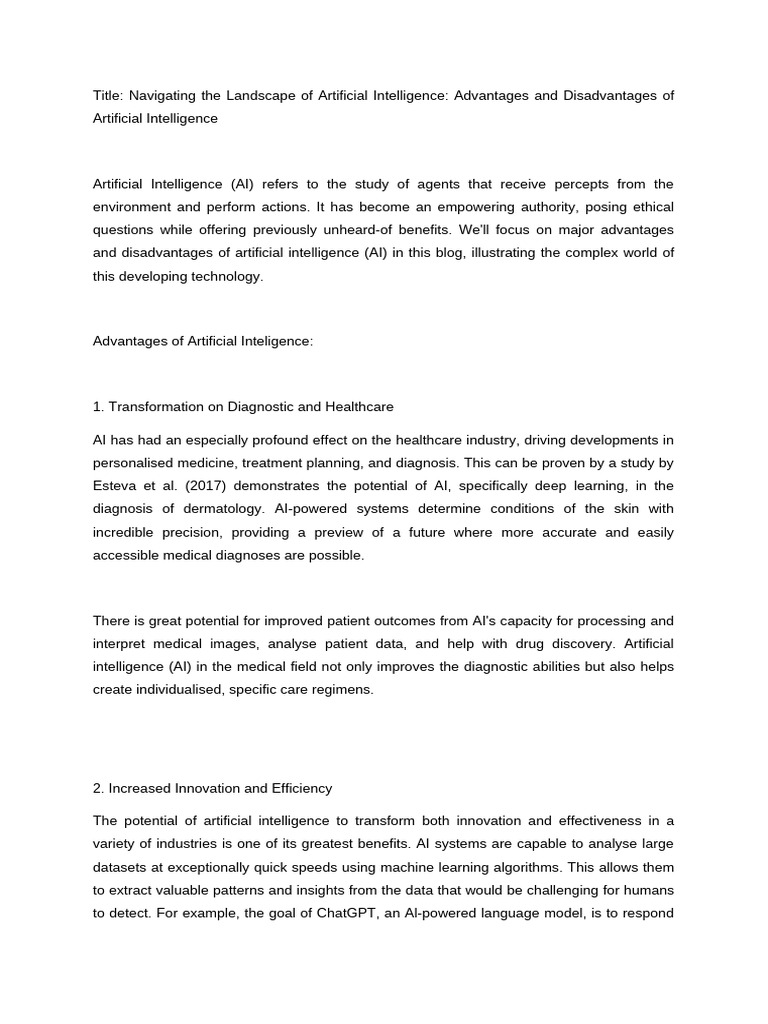 Advantages and Disadvantages of AI | PDF | Artificial Intelligence ...
