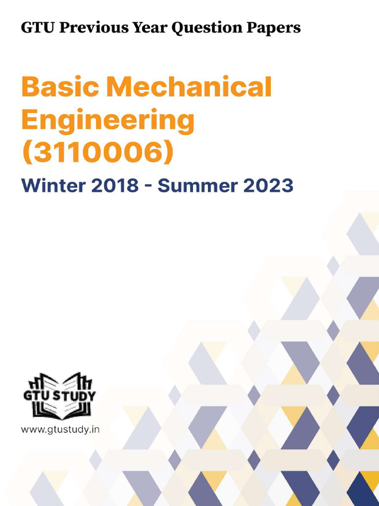 Gujarat Tech University Basic Mechanical Engineering Exam 2023 | PDF ...