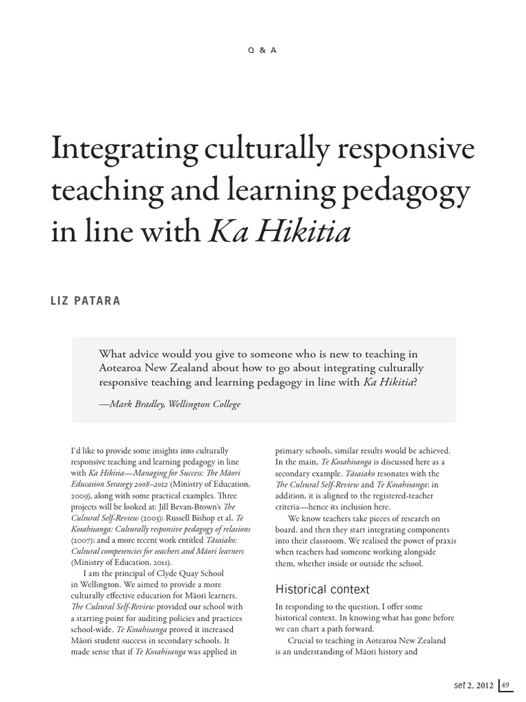 Integrating Culturally Responsive Teaching and Learning Pedagogy in ...