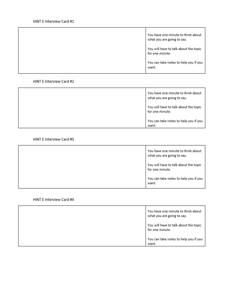 Interview Cards for Speaking Practice | PDF | Communication | Arabic