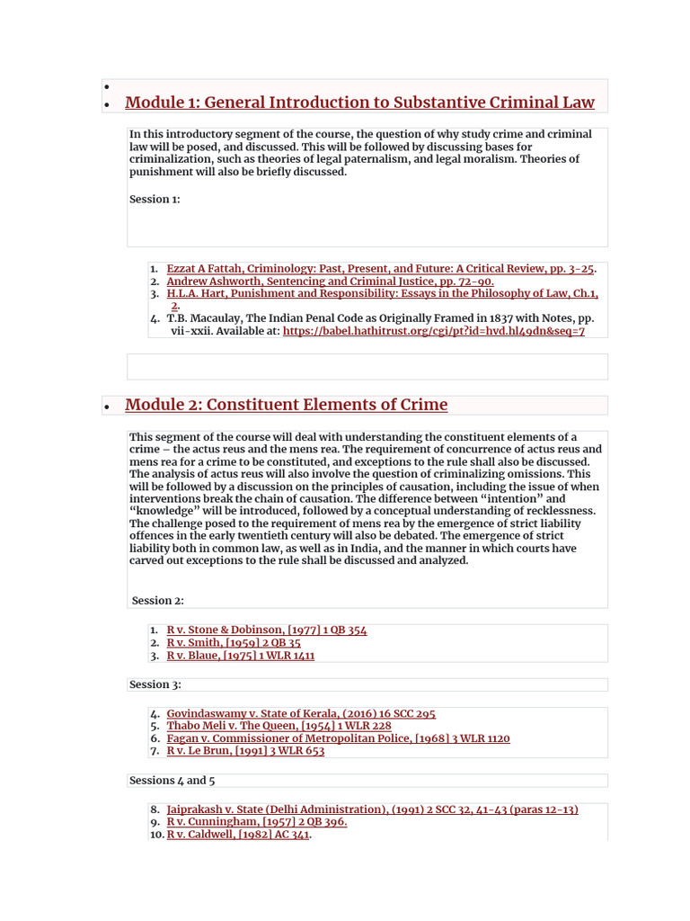 Elements of Crime in Substantive Law | PDF | Mens Rea | Crimes