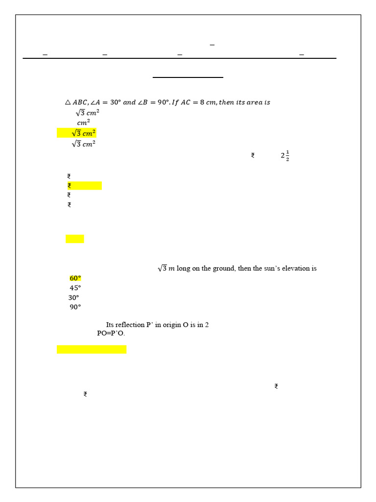Class X Mathematics Unit Test II 2024 | PDF | Cartesian Coordinate ...