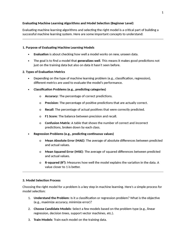 Evaluating Machine Learning Algorithms and Model Selection | PDF ...