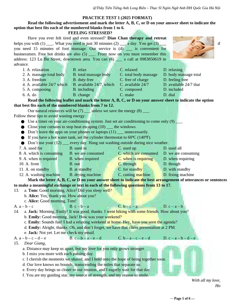 Practice Test 1 2025 Format Pdf Woman