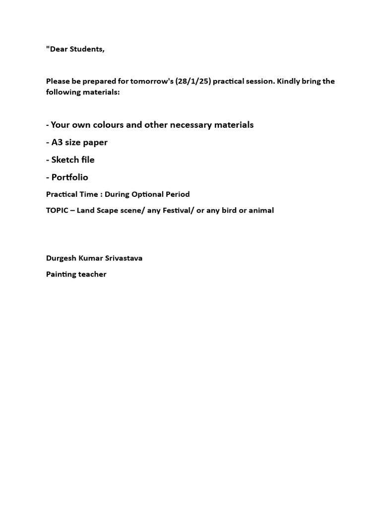 Dear Students Practical Optional | PDF