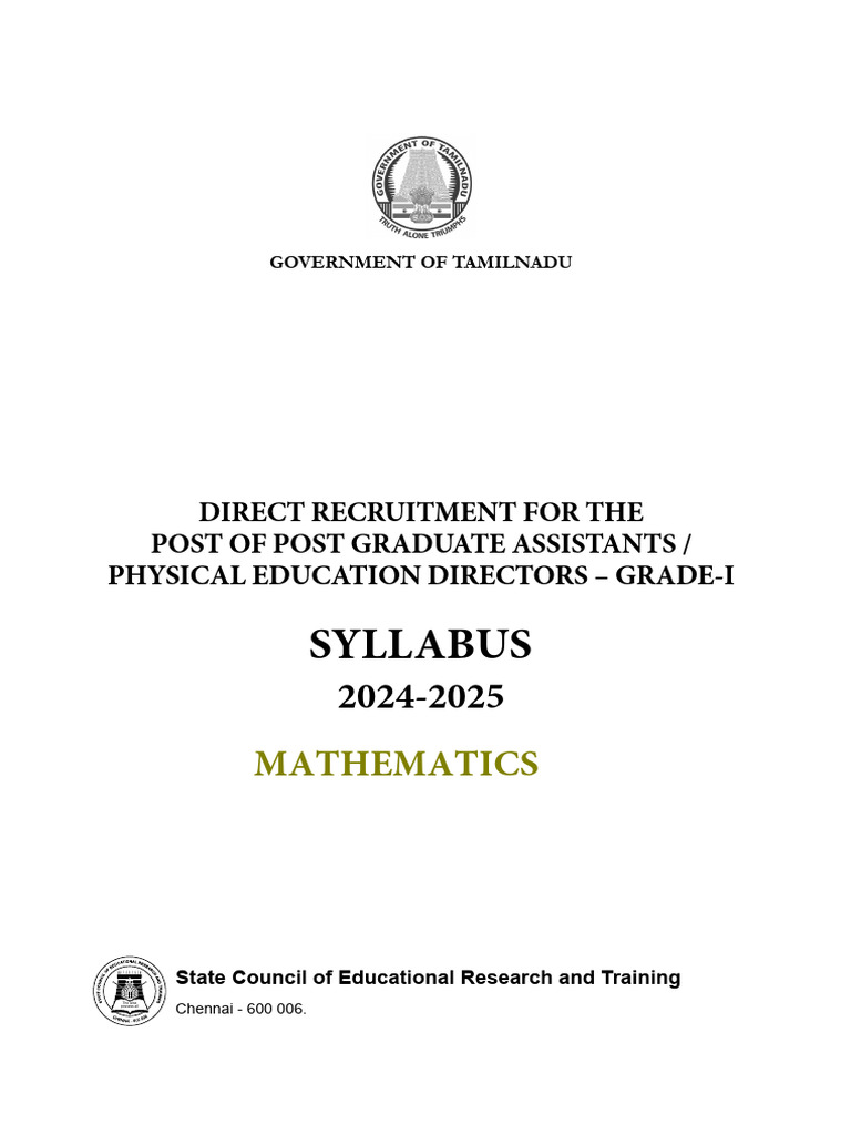 Pg Trb Mathematics Syllabus 2024 2025 Pdf Field Mathematics