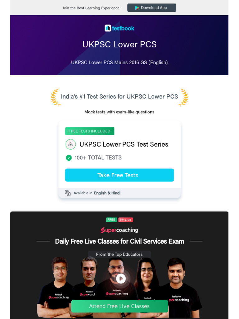 UKPSC Lower PCS Mains 2016 GS Guide | PDF