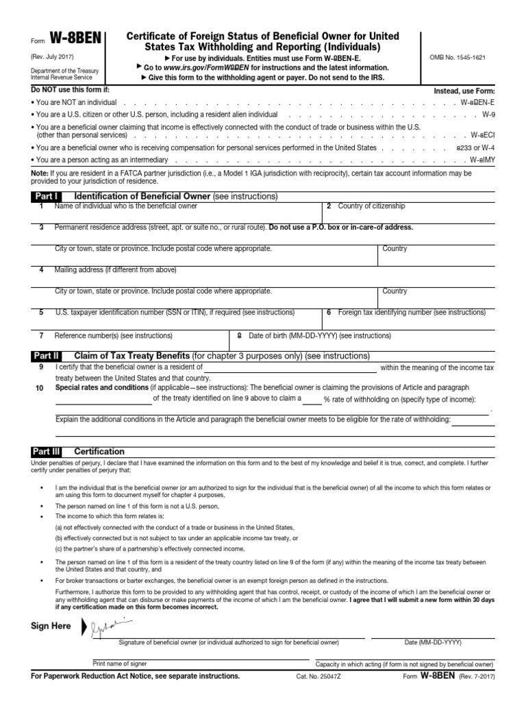 Form W-8 BEN-Lakshmi Bhaskaran | PDF | Taxes | Government Finances