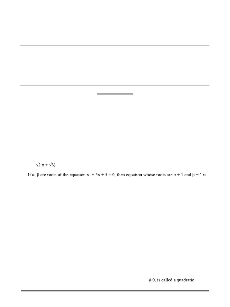 Class X Mathematics Quadratic Exam Paper | PDF | Quadratic Equation ...