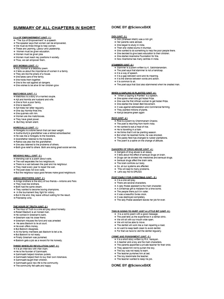 Plus Two English by @sciencebitx | PDF