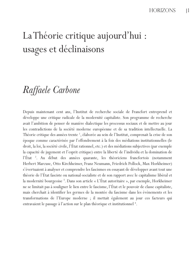 Évolution de la Théorie critique moderne | PDF | Théorie critique ...