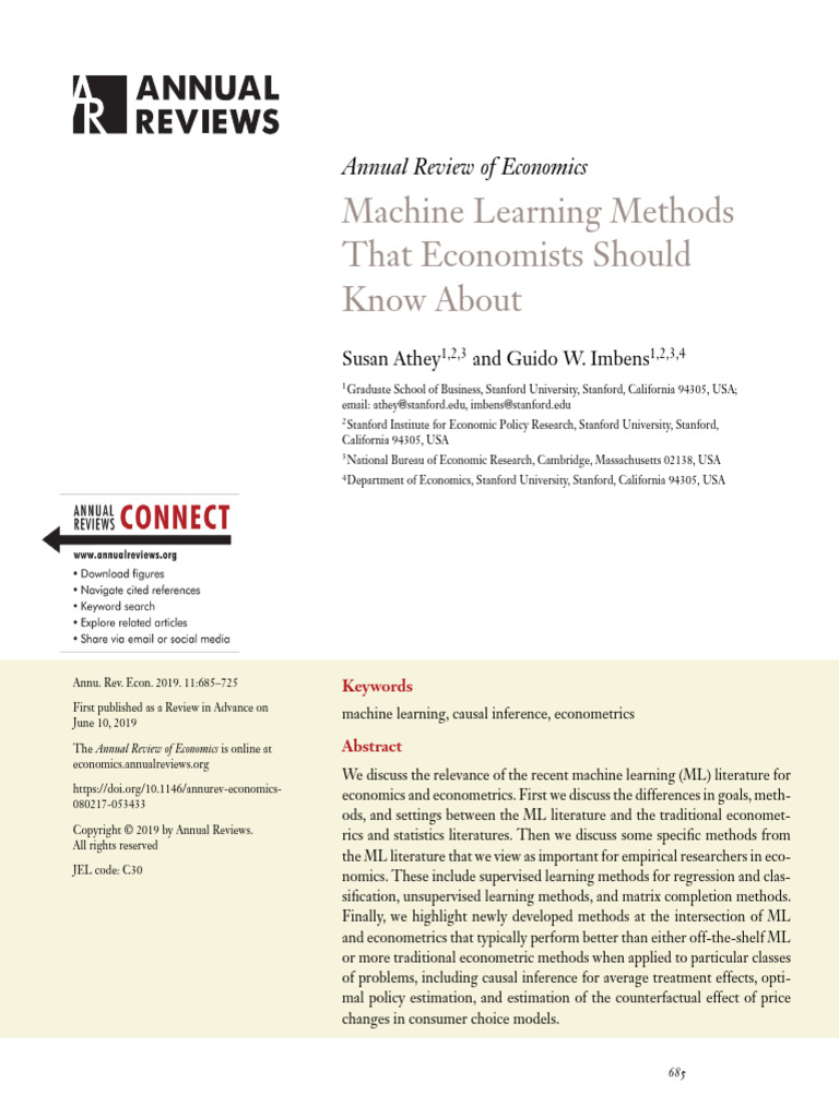 Machine Learning Methods For Economists | PDF | Econometrics ...
