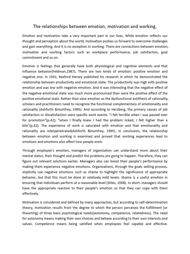 Emotion and Motivation in the Workplace | PDF | Motivational | Motivation