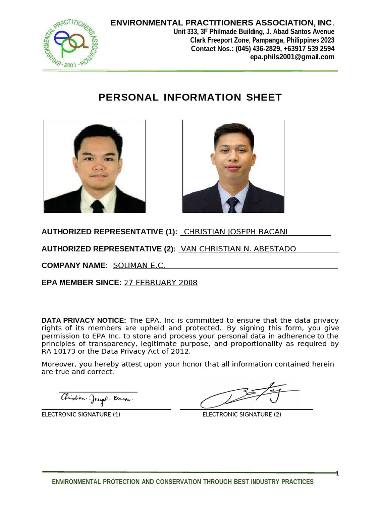 EPA ID FORM 2024 - Soliman E.C. | PDF