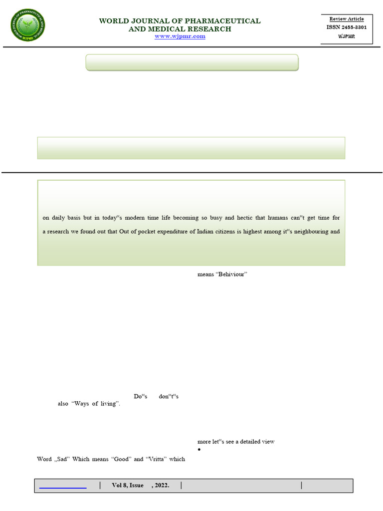 Sadvritta: Ayurvedic Code of Conduct | PDF | Ayurveda
