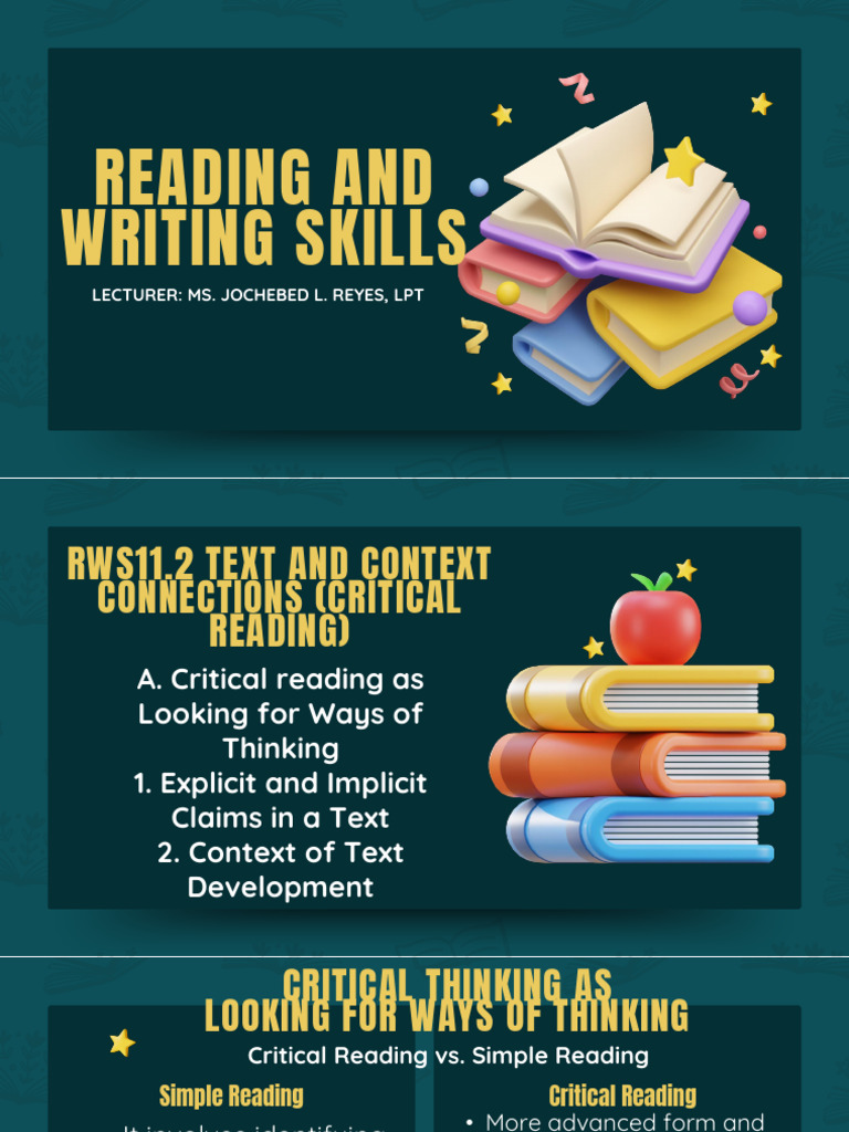Critical Reading and Thinking Skills | PDF | Intertextuality ...