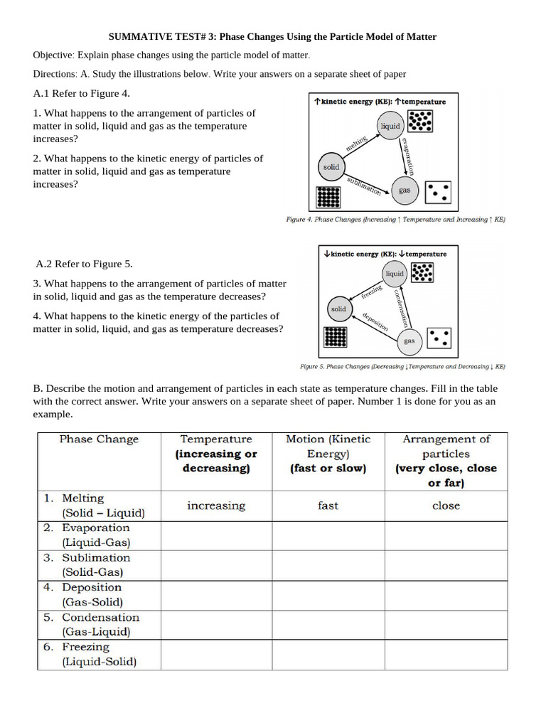 Phase Changes & Particle Model Test | PDF